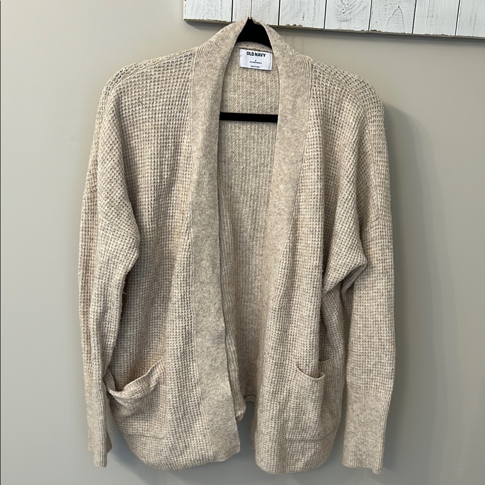 Old Navy Cream Cardigan Soft Knit Medium Length
